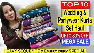 Latest Partywear Kurta Set Haul @upto 80% Off🛍️Embroidery/Sequence Special Kurti #kurti #trending