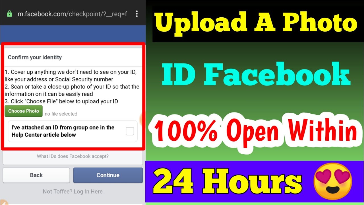 100% ACCOUNT OPEN | UPLOAD A PHOTO OF YOUR ID | FACEBOOK PROBLEM SOLVED ...