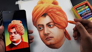 Swami Vivekananda Drawing,  Oil pastel drawing,  Step by step Tutorial