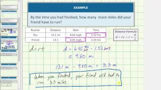 Problem Solving Using Distance, Rate, Time (Running)