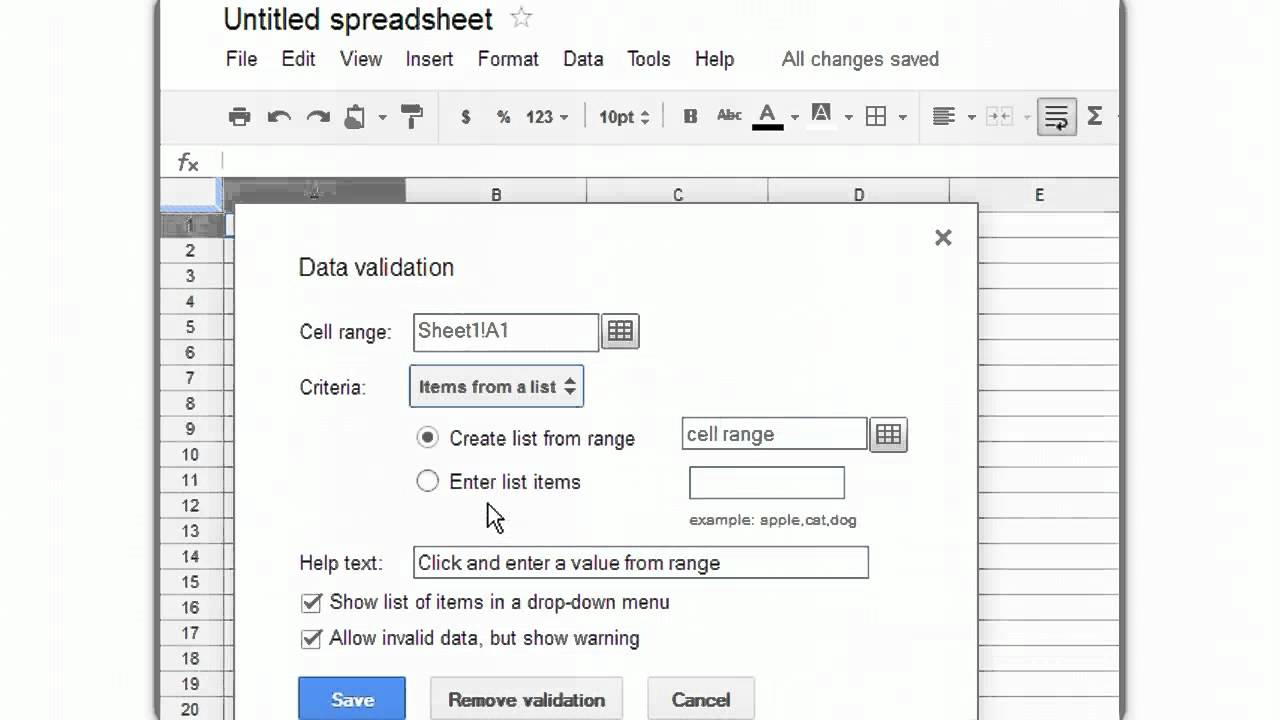 Google Docs - Making A Drop-down List - YouTube