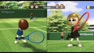 Wii Sports Tennis but Player 1 is Player 1 and Player 2.