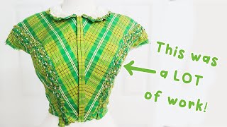 Making puffed trim AND plaid matching... | Making an 1830s Dress | The Bodice