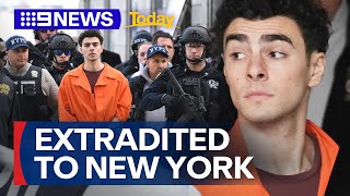 Accused CEO killer Luigi Mangione extradited to New York | 9 News Australia