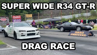 WIDE R34GTR Drag Race /ワイド34GT-Rでゼロヨン【BNR34 Skyline】【セントラルサーキット】【ドラッグフェスティバル】