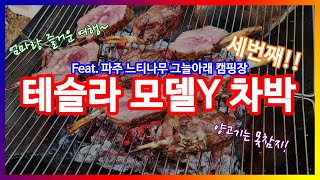 테슬라 모델Y 차박 세번째 - 파주 느티나무 그늘아래 캠핑장 소개, 엄마와 즐거운 캠핑이야기, 오토듀얼팔레스4 벌써고장?!