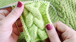 تريكو الضفيرة الثلاثية how to knit tripartite cable stitch