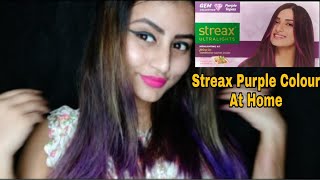 || Streax purple hair colour at home || 💜, Ghar par colour kese krai ||