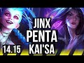 JINX & Lulu vs KAI'SA & Poppy (ADC) | Penta, 65% winrate, 16/3/9, Godlike | VN Master | 14.15