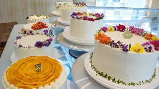 제주도에서 유명한 케익!~ 무농약, 식용 꽃으로 만든 꽃 케이크 / Making Beautiful Flower Cakes - Korean Street Food