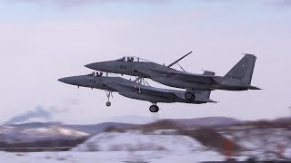 極寒の防人!!! 航空自衛隊千歳基地第201飛行隊＆203飛行隊F15イーグル着陸