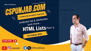 Ordered List | Number, Uppercase Letter, Roman more | HTML Lists Part-2 | CSPunjab.Com Tutorial #19