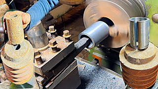 wonderful processes of making taper bush pulley lock on lathe machine || how to make taper lock bush