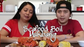 SEAFOOD BOIL MUKBANG | COUPLE Q\u0026A | VALENTINE'S DAY