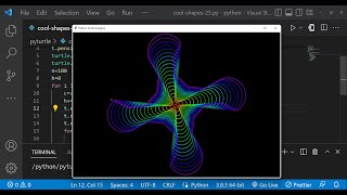 Python Turtle Graphics - 35 | Cool Shape Drawing | Python Turtle Coding Video | Learnonpy |