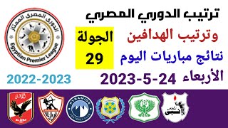 ترتيب الدوري المصري وترتيب الهدافين ونتائج مباريات اليوم الأربعاء 24-5-2023 من الجولة 29