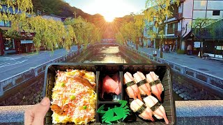 Enjoy crab sushi and street food in Kinosaki Onsen. The best hot spring town