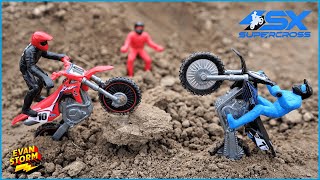 Pretend Play and Unboxing Dirt Bike SX Supercross Motorcycle Toys