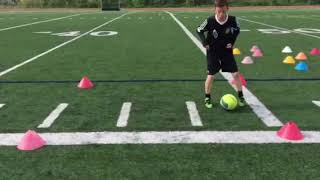 Ball mastery - 4 touches with insides , 1 touch with outside. 4 more touches with insides and touch