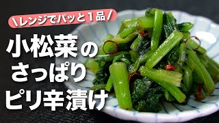 【小松菜レシピ】レンジで簡単野菜不足解消！お手軽小松菜でサッと一品完成♪小松菜のさっぱりピリ辛漬け【今日のあと一品】【副菜レシピ】