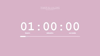 ⏰ 1 Hour Timer / Pastel Pink Screen 🌸 / Countdown + Progress Bar