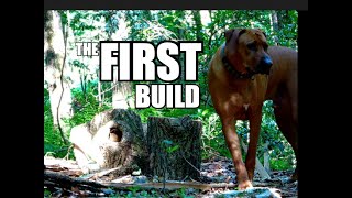 BARBELLS & BUSHCRAFT: 1st BUILD w/ Hand Tools - Self Taught Timber Framing for Survival Shelters