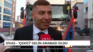 SİVAS - 'Çekici' gelin arabası oldu