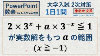 【2次対策】1日1問 1月25日(土)「2011年 東北大 文系」PowerPoint 数楽 by しんちゃん先生 2020年