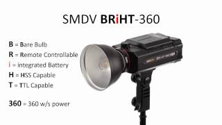 SMDV BRiHT-360 Flash compared to Jinbei HD600, Godox AD600, AD360, AD200, and AD180