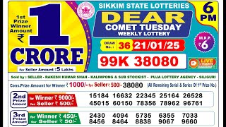 🔴Lottery Sambad Today 06:00pm 21/01/25 day Dear Lottery Result Pdf Download