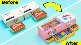 How to make Unicorn pencil box with waste box and matchbox || DIY pencil box easy @Craftube4u
