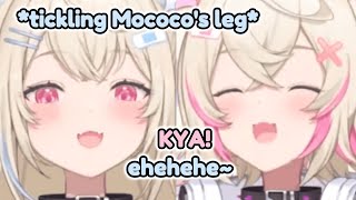 Fuwawa can't stop tickling Mococo's leg [hololive / fuwamoco]