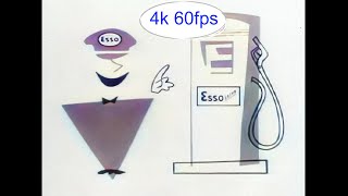 Colorized Old commercial ESSO EXTRA GASOLINE 4k 60fps