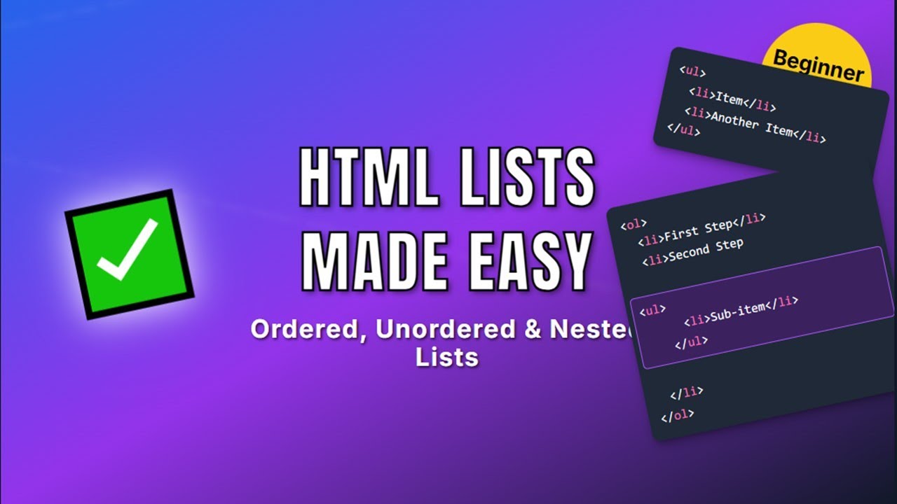 Html Lists Made Easy Ordered Unordered Nested Lists Youtube