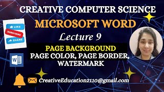 9. What is Page Color 📄, Page Border, Watermark in MS Word || Page Background in Microsoft Word.