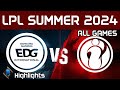 EDG vs IG Highlights ALL GAMES LPL Summer 2024 EDward Gaming vs Invictus Gaming by Onivia