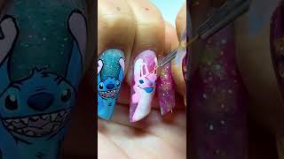 Draw Angel with me 💗 SUBSCRIBE for Stitch & Angel full tutorial! #disneynailart #liloandstitch