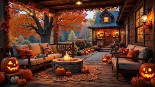 Chill Autumn in the Halloween Wonderland Enchanted  🎃🍂Piano Jazz, Crackling Fireplace for Happy