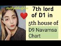 7th lord of D1 in 5th house of D9 Navamsa Chart