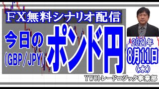 【毎日毎朝更新】今日のポンド円 [ 2021年8月11日（水）]｜勝ち組FXトレーダーを育成するYWCトレードロジック事業部（若尾 裕二）｜