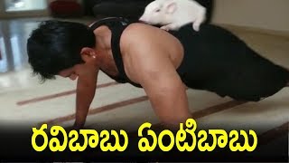 RaviBabu Workout With Piglet || Adugo Movie Promotional Video || Manacinema