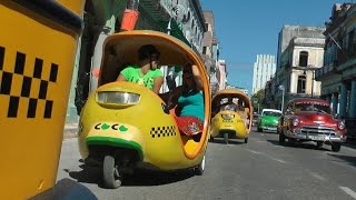 Coco taxi ride/race through Havana, Cuba