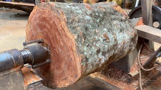 Amazing Manual Wood Turning Techniques   Simple and Beautiful Work On Dangerously Large Wood Lathes
