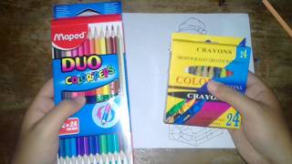 Pintando con Duo colores(Maped Duo color'peps) y con colores crayones(Color crayons)😚😙