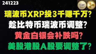 全網第一個告訴小白投3000元瑞波幣XRP會升值到千萬元！一生一次重大机会？像20年前的苹果股票？比特币50-100年涨到3000万美元？黄金白银未来超过房地产？但短期黄金白银加密币美股港股A股将调整