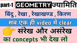 Geometry/ज्यामिति/Basics of Geometry/Line/Line segment/Ray/रेखा/रेखाखंड/किरण/Introducing to Geometry