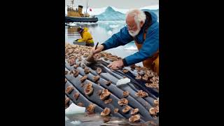 Man is removing painful barnacles from Whale’s back!#barnacles#whalelovers#rescueanimals