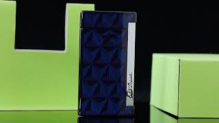 都彭电子防风打火机蓝色菱格漆面DuPont electronic windproof lighter blue diamond grid paint