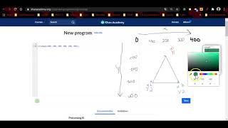 Practice making triangles in JavaScript in Khan Academy