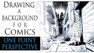Drawing a Comic Style Scene with a One Point Perspective ( Freehand Method )